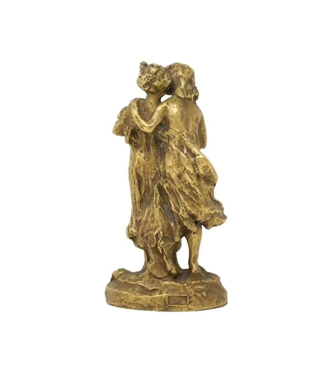 A Signed François Raoul Larche Gilt Bronze Figure Of Two Girls photo for sale