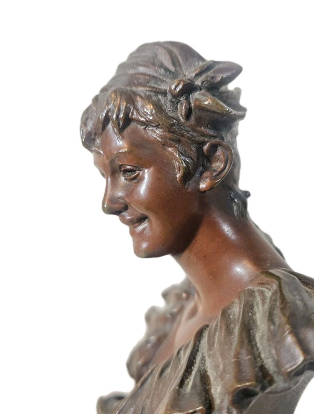 Art A Georges Van Der Straeten Art Nouveau Bronze Bust Of A Woman, Signed photo