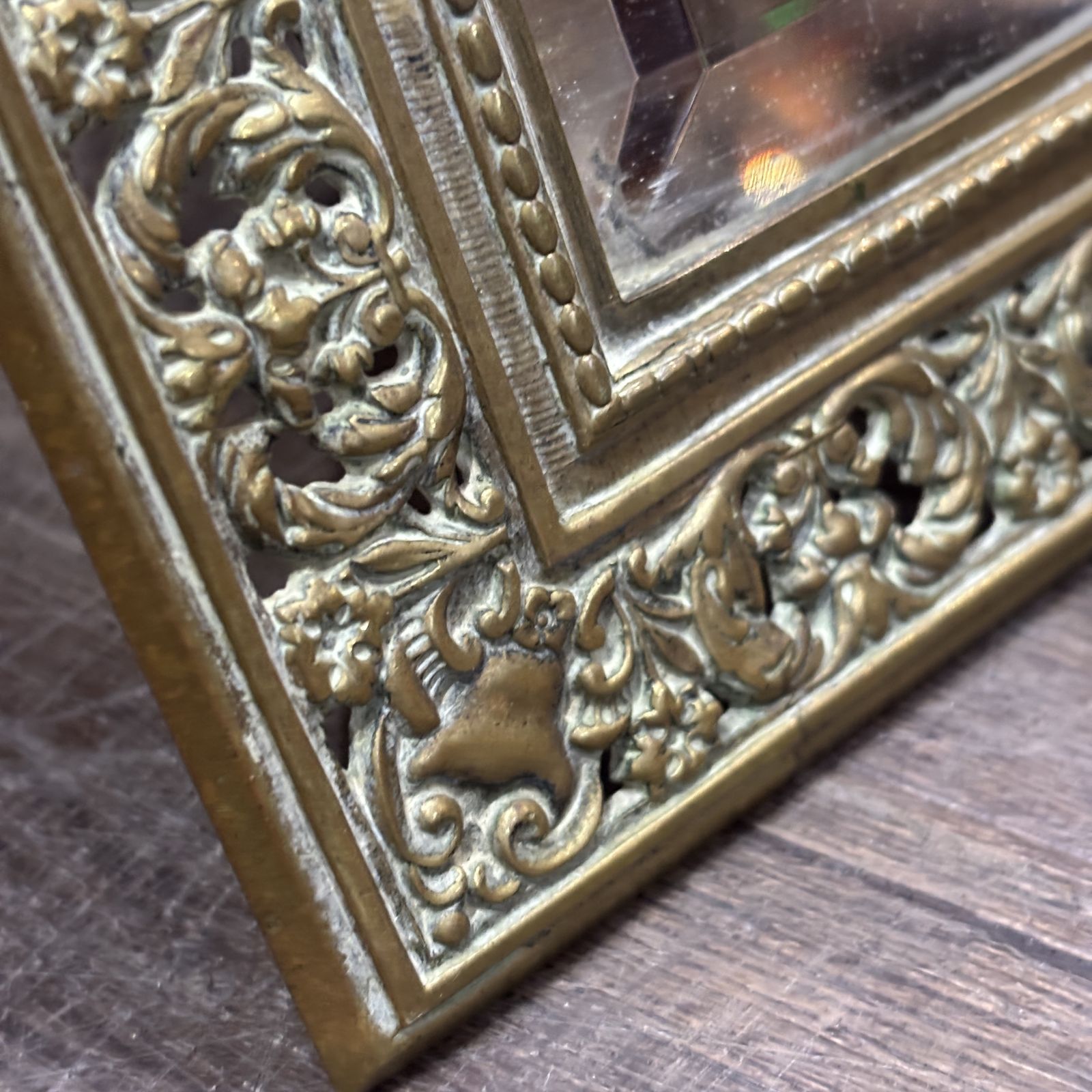 Late 19th Century French Brass Table Mirror With Bevelled Glass photo furniture