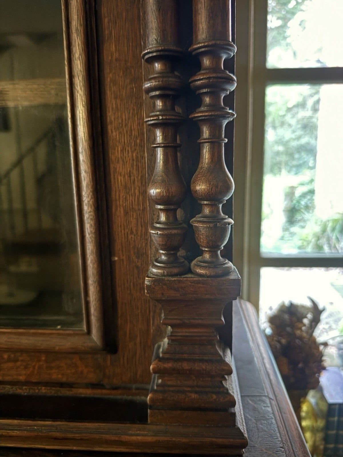 photo furniture Antique French Carved Glazed Buffet De Corps Dresser Cupboard Server Cabinet.