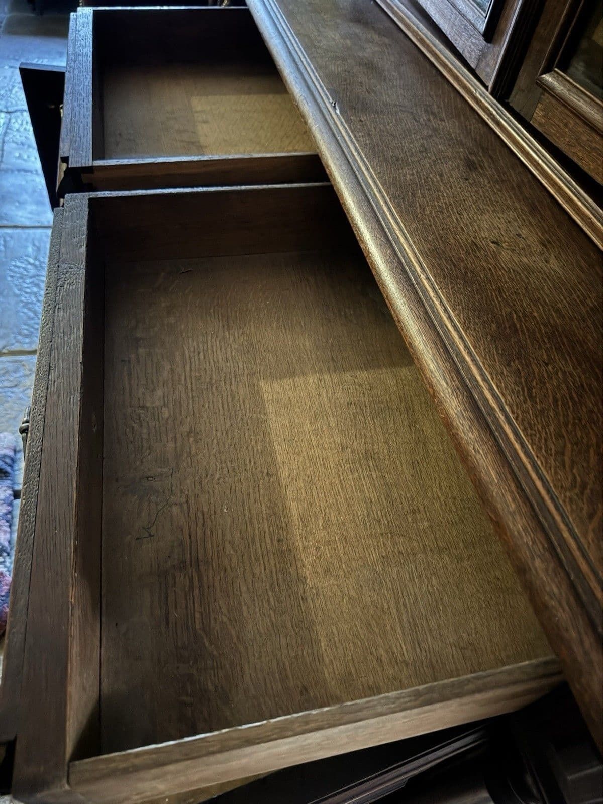 photo buy Antique French Carved Glazed Buffet De Corps Dresser Cupboard Server Cabinet.