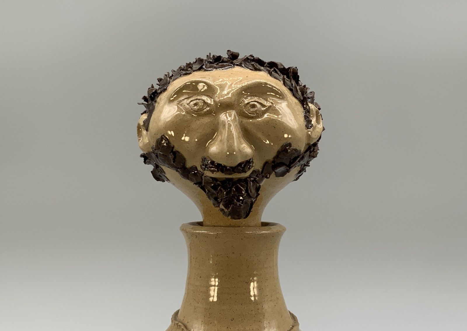 Vintage Antique Folk Art Ceramic Grotesque Face Bottle Vase Jug Breweriana photo vintage