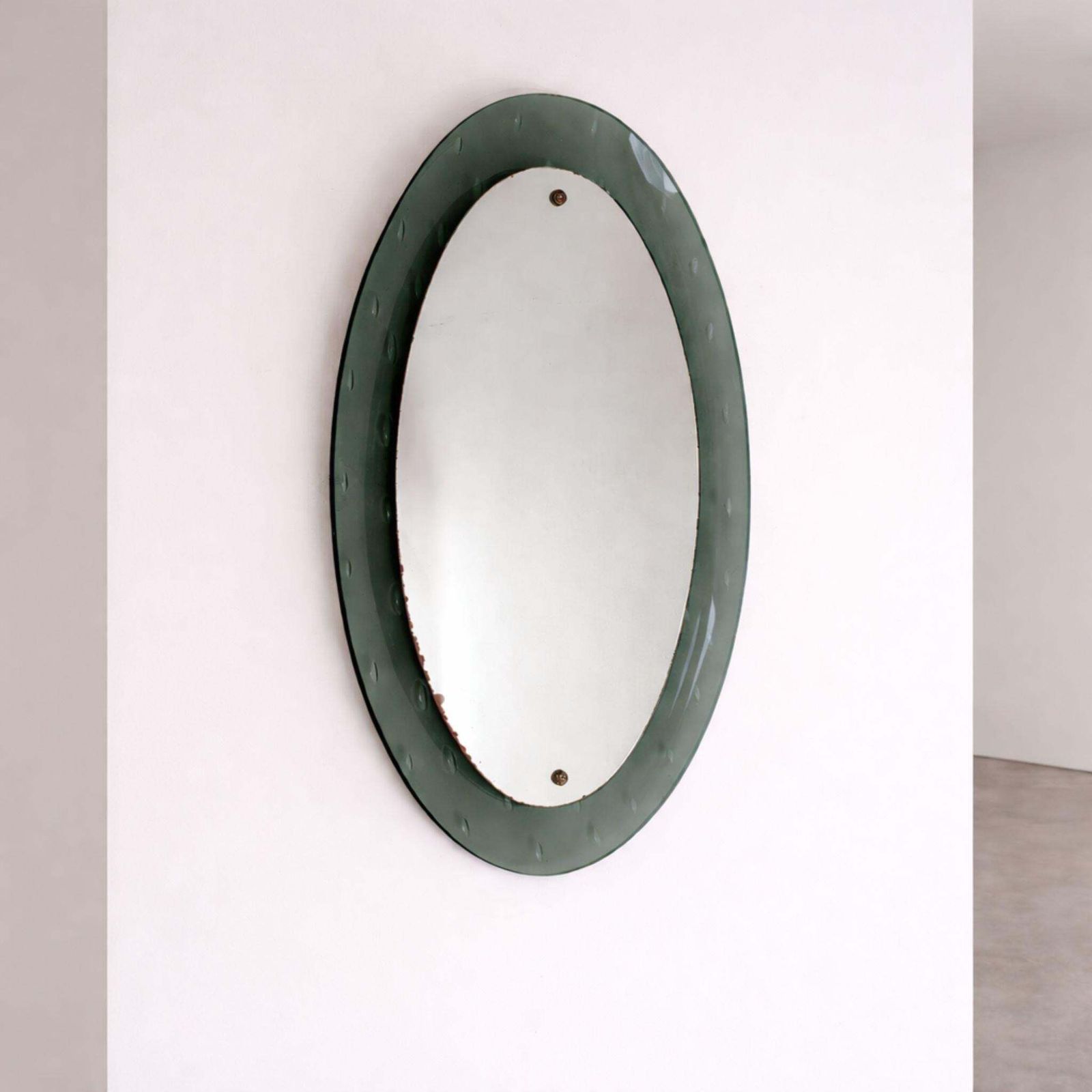 1960s Mid Century Italian Wall Mirror By Cristal Arte, Concave Frame photo furniture