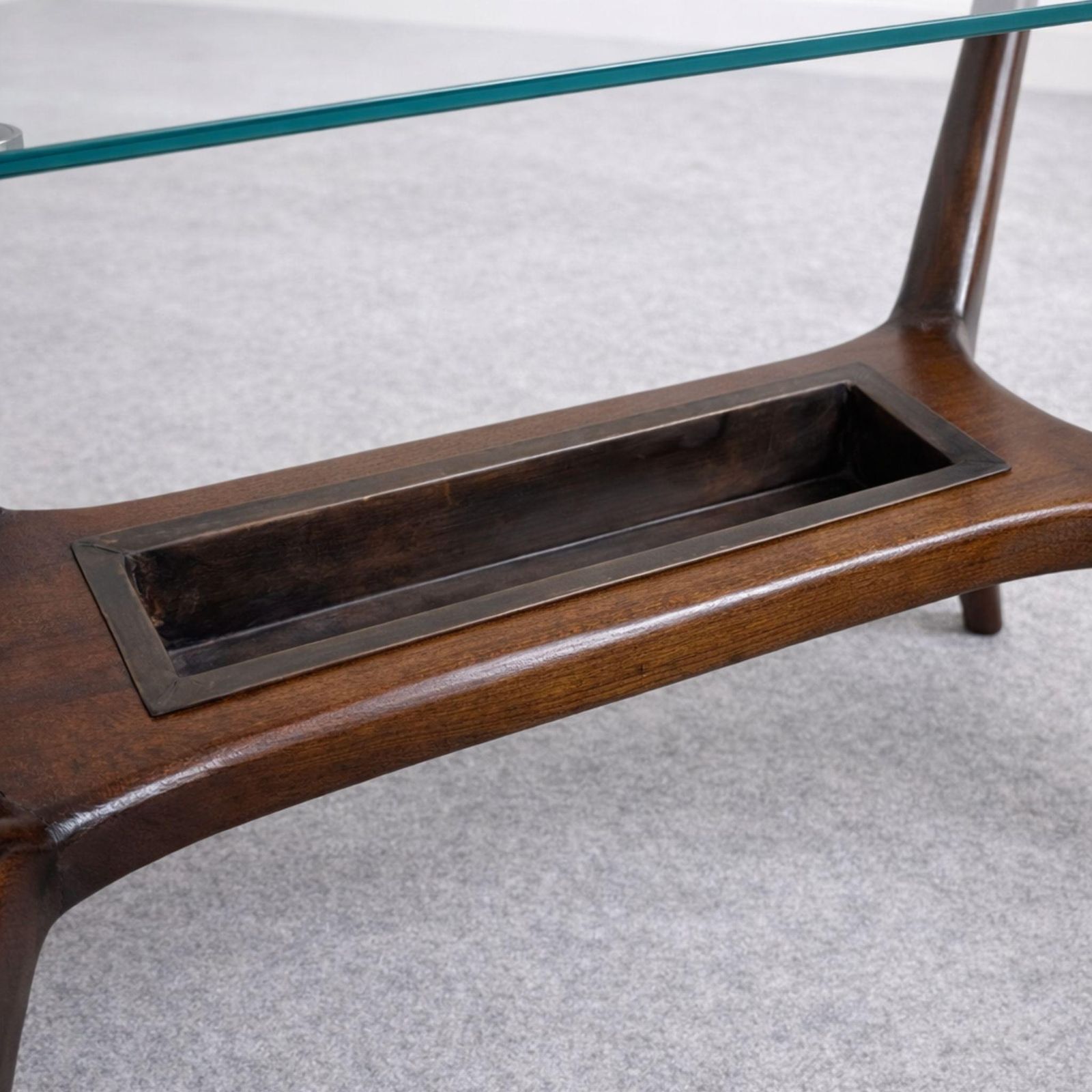 Mid Century Wood And Glass Coffee Table, Ico Parisi Style, 1950s photo 1878.0