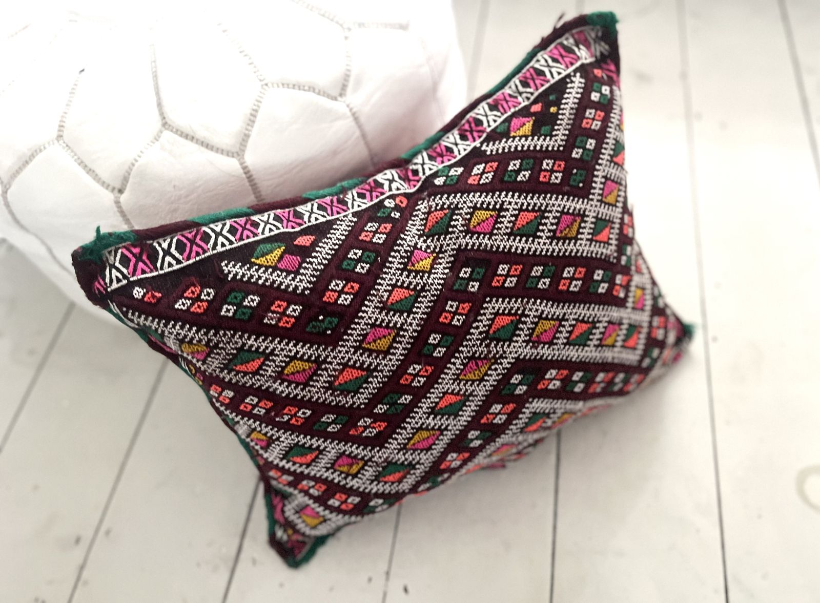 Vintage Moroccan Berber Pillow 39 Cm X 49 Cm Hand Woven  Cushion Cover Kilim photo vinterior