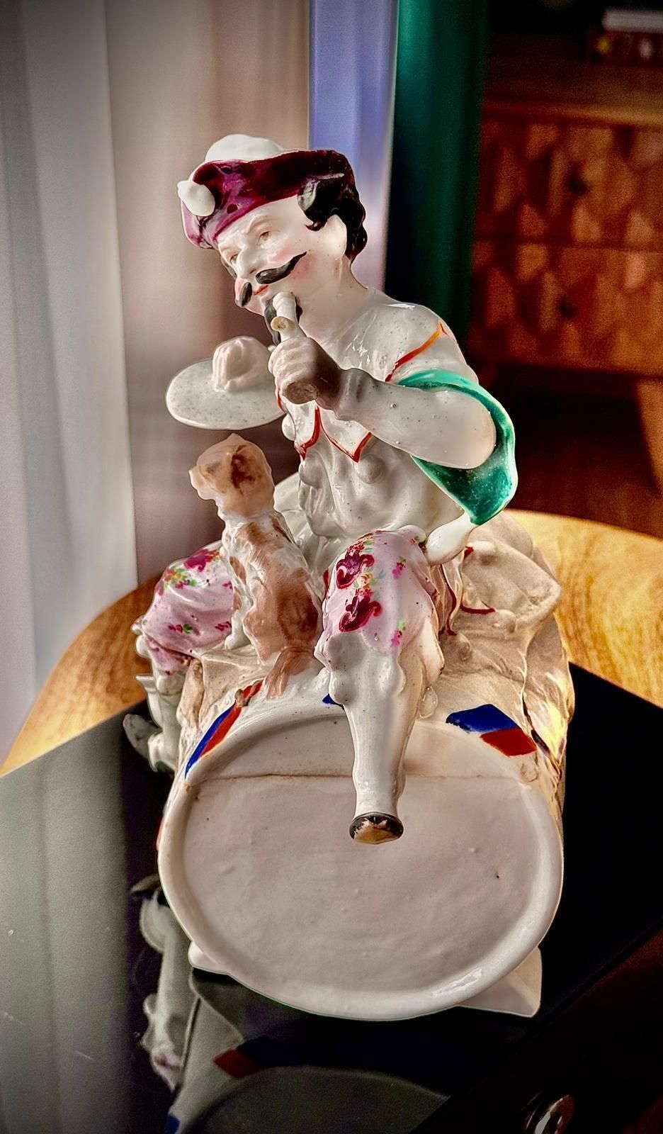 Antique Conta & Boehme Figural Tobacco Jar – German Jester On Drum With Cat photo 169.0