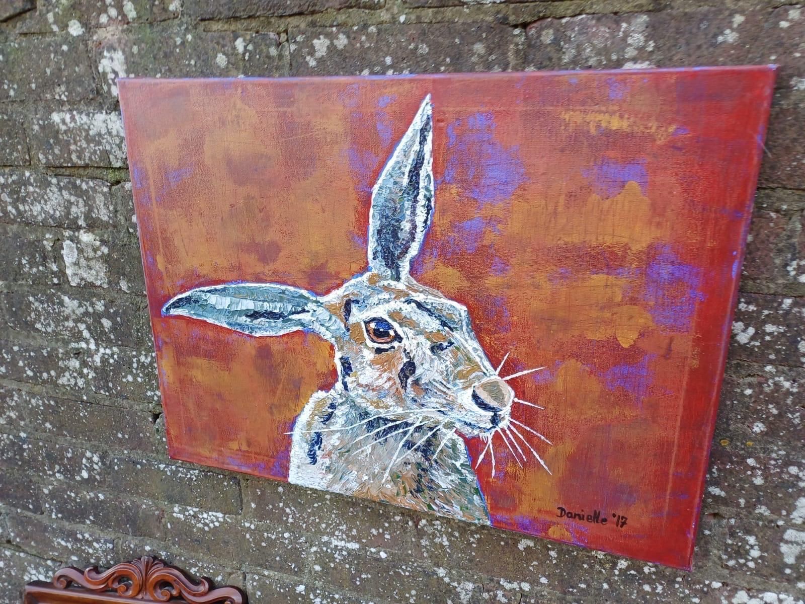 Original Hare Painting Acrylic On Canvas Contemporary Animal Art Signed (60cm X 45cm) photo Art