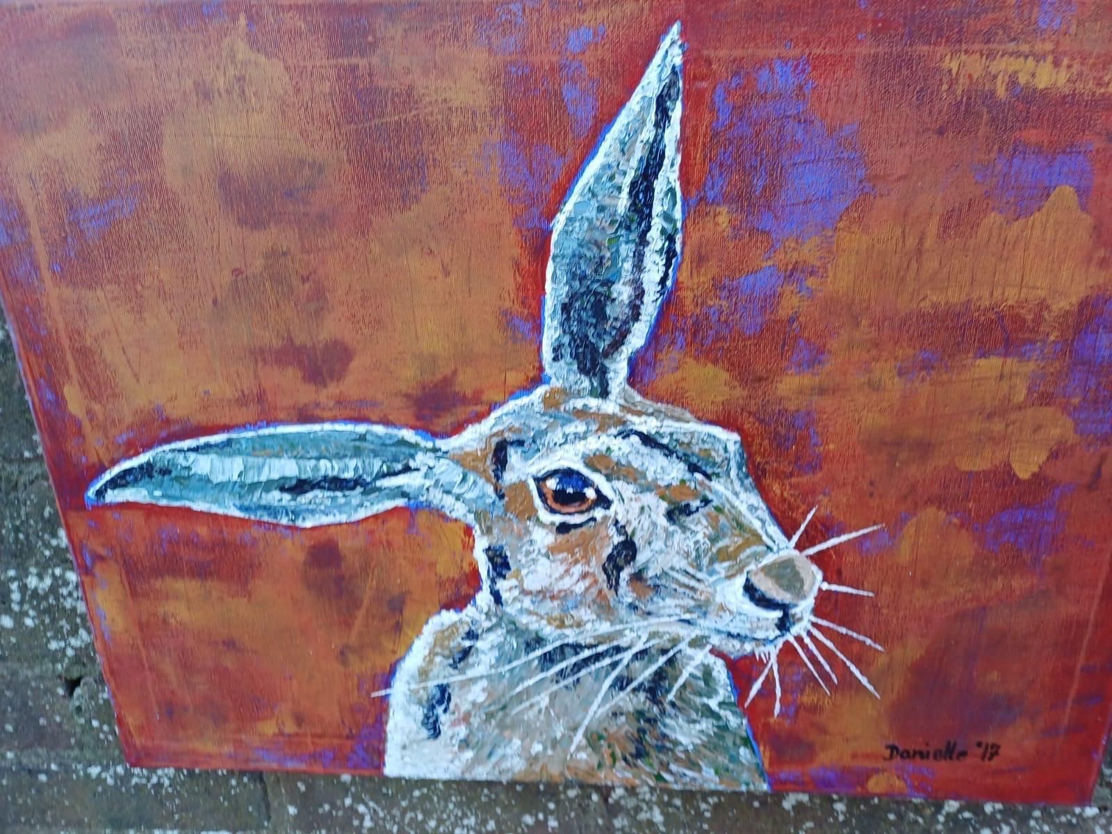 Art Original Hare Painting Acrylic On Canvas Contemporary Animal Art Signed (60cm X 45cm) photo
