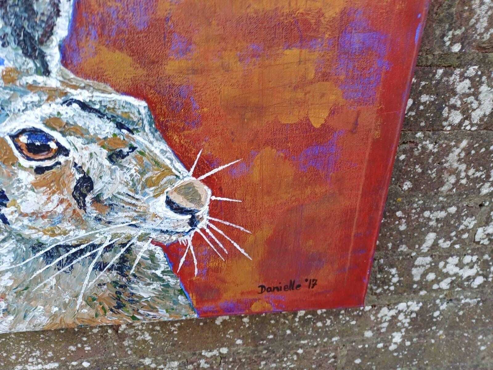 photo vintage Original Hare Painting Acrylic On Canvas Contemporary Animal Art Signed (60cm X 45cm)
