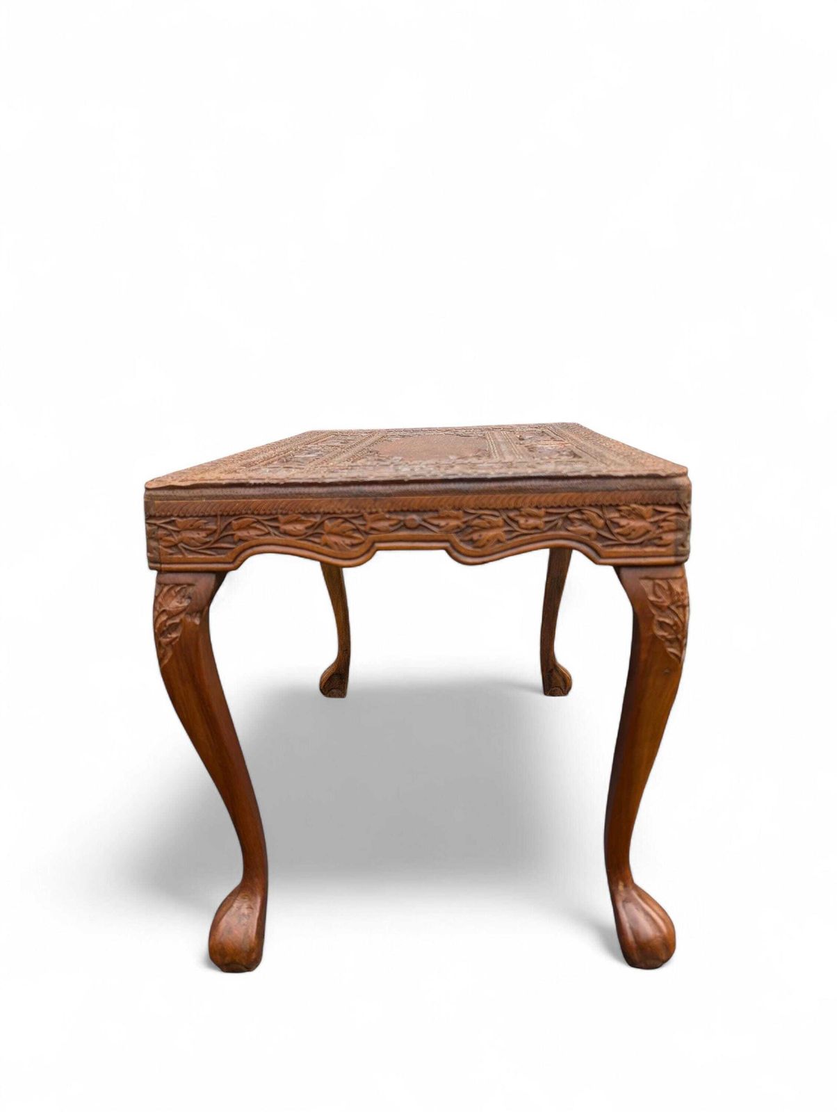 Pair Of Anglo Indian Carved Side Tables, Colonial Low Bedside Tables, C.1900–1925 photo vinterior