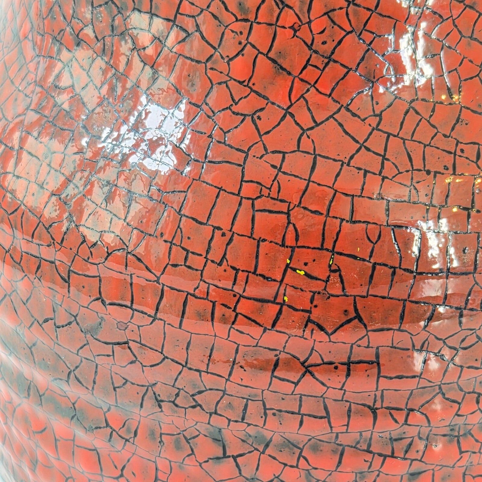 Home Decor Vintage Red & Blue Ceramic Cracklee Accolay Vase 1960 Accolay Sign 60s photo