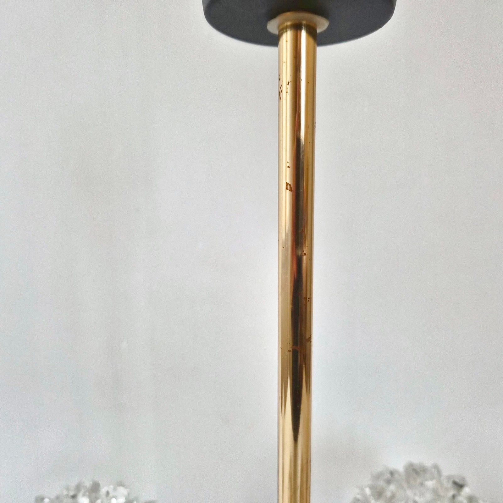photo furniture Vintage 1950 House Arlus Pendant Chandelier Brass Gold Metal & Glass 50s