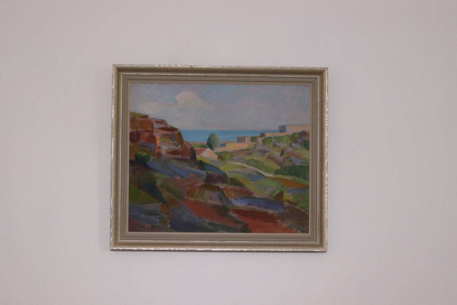 Original Swedish Oil On Panel – “Coastal Landscape” By Carl Deelsbo (1908–1982) – Vintage & Framed – 45.5 × 53.5 Cm (17.9" × 21.1") photo for sale