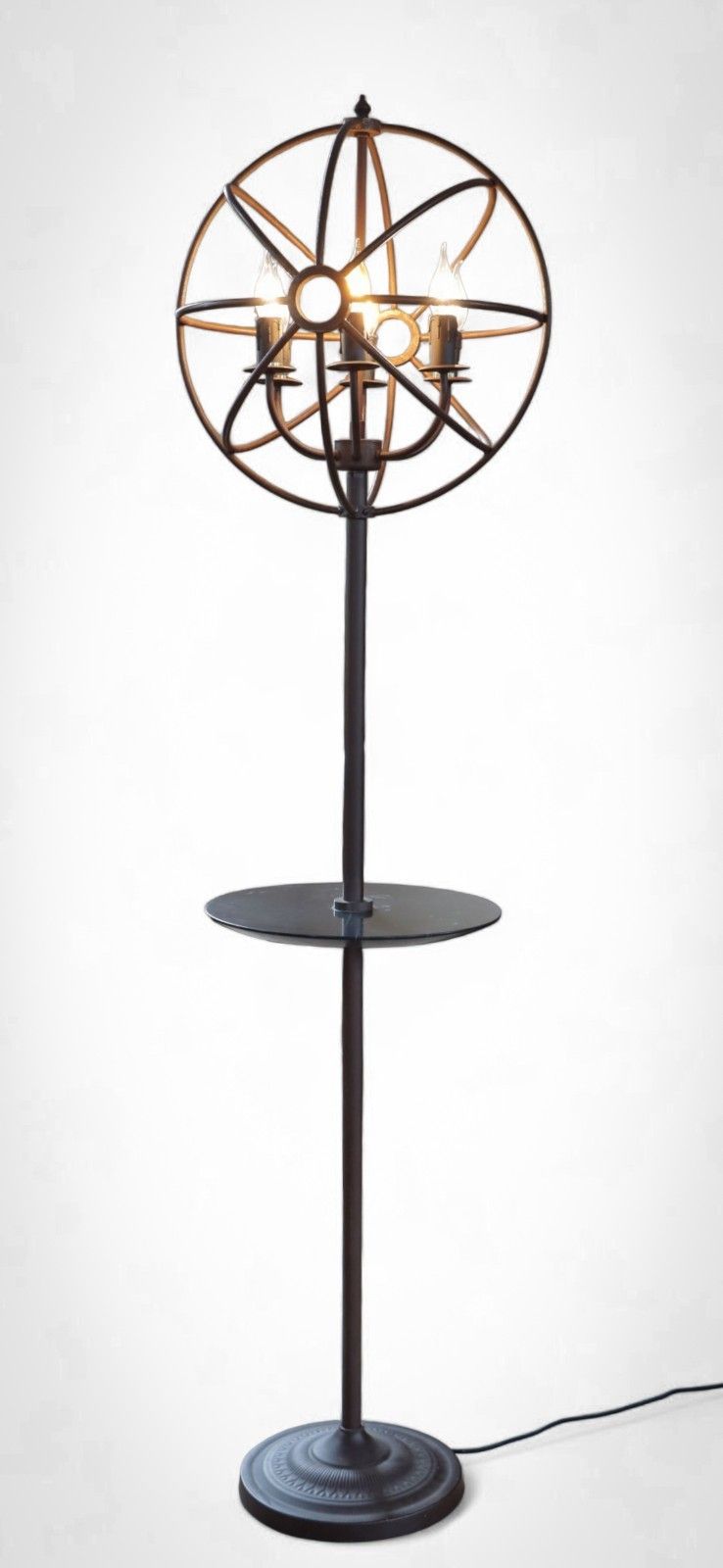 Stunning Timothy Oulton Gyro Floor Lamp With Dumb Waiter Shelf Antique Rust 🚚🚚 photo furniture