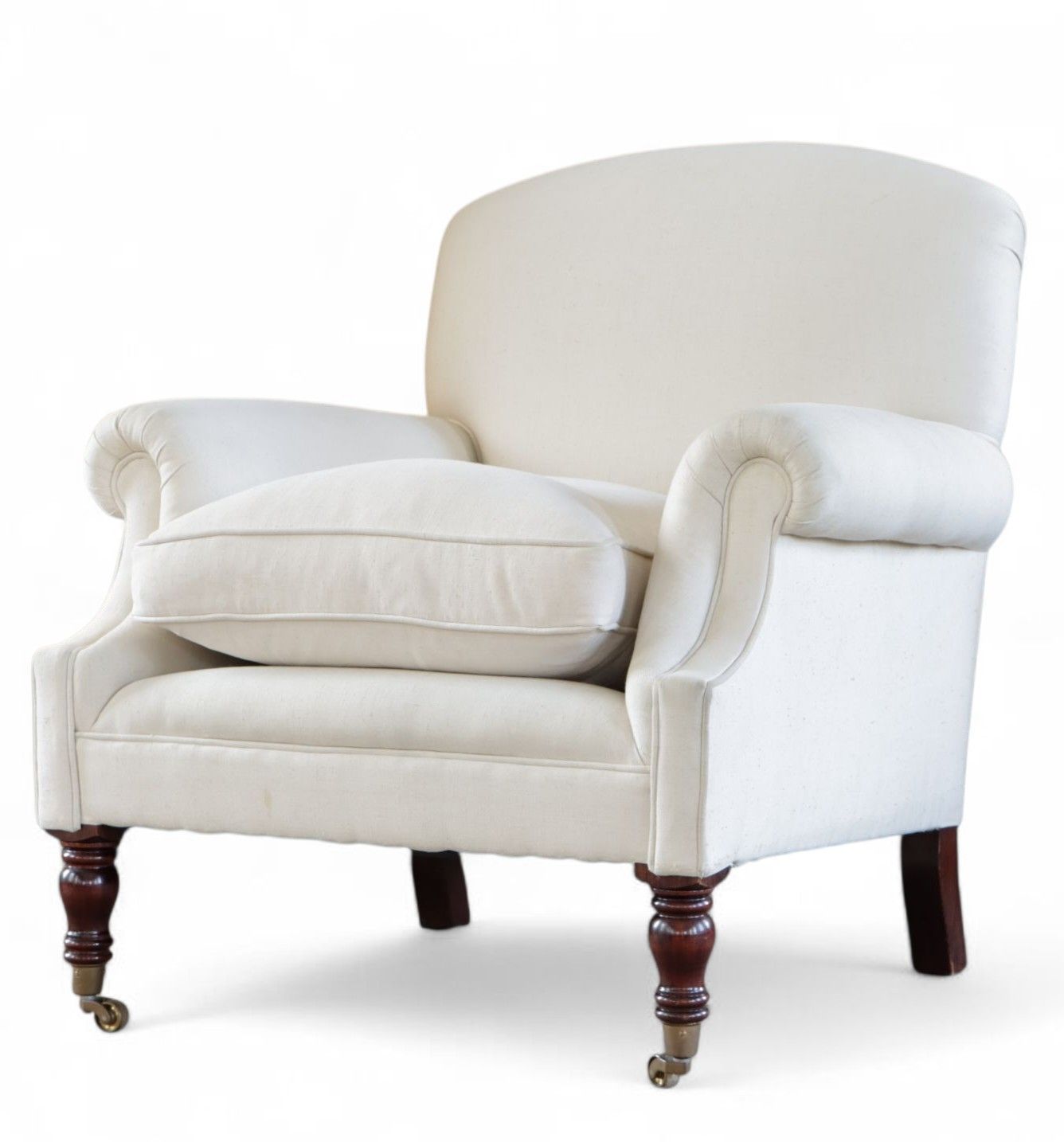 Stunning George Smith Dahl Chair Armchair With Seat Cushion Sand Linen Del 🚚