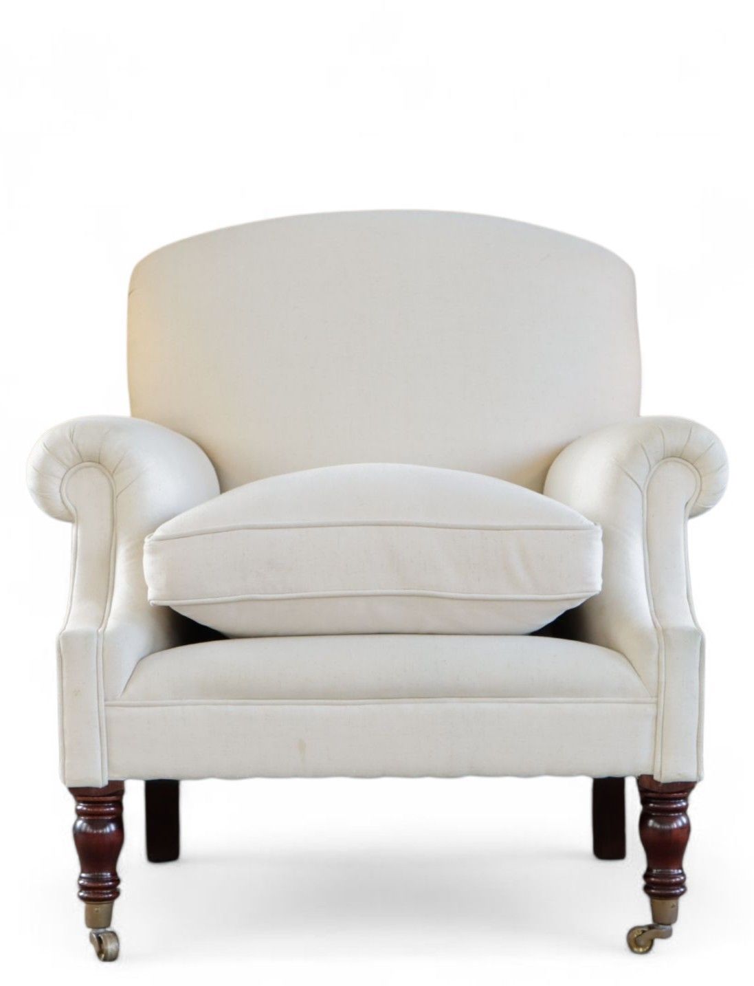 Stunning George Smith Dahl Chair Armchair With Seat Cushion Sand Linen Del 🚚 photo furniture