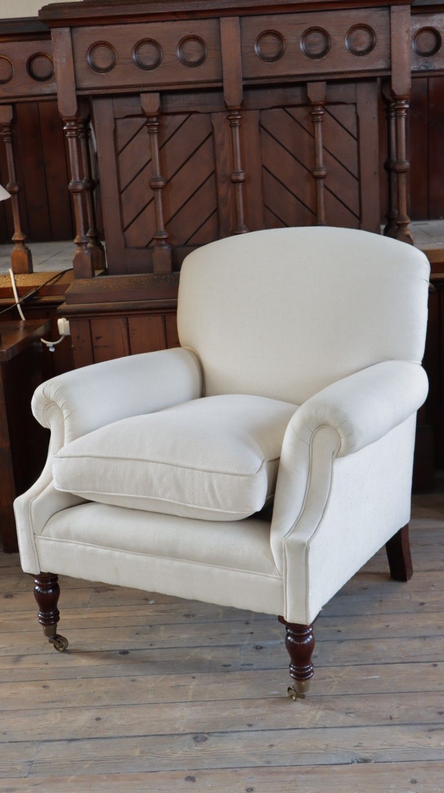 Stunning George Smith Dahl Chair Armchair With Seat Cushion Sand Linen Del 🚚 photo for sale