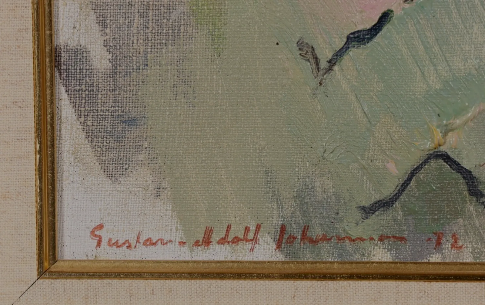 656.0 Vintage Oil On Canvas Signed Modernist Gustav Adolf Johansson Mid20th Century photo