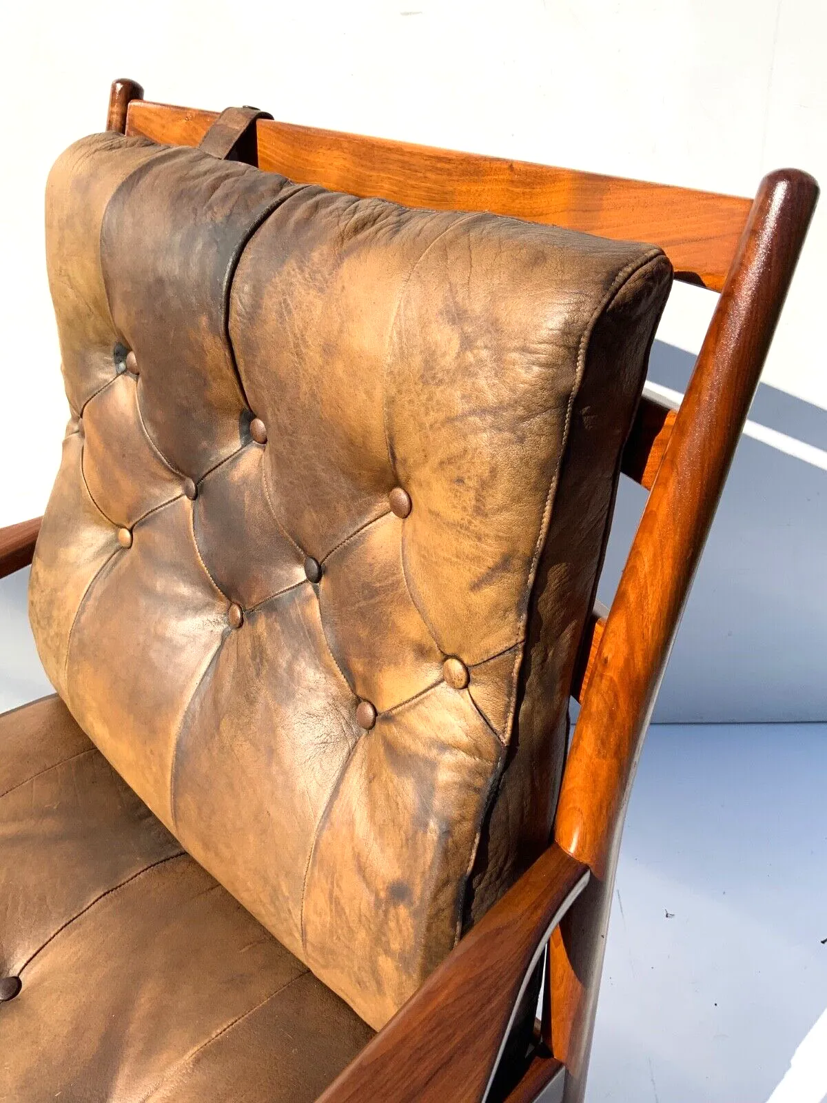 Vintage Leather Armchair “Läckö High” Ingemar Thillmark , Ope Möbler, 1965s photo vintage