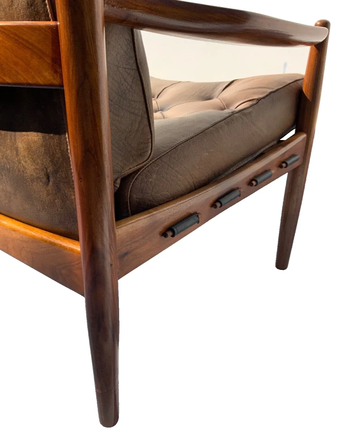 Furniture Vintage Leather Armchair “Läckö High” Ingemar Thillmark , Ope Möbler, 1965s photo