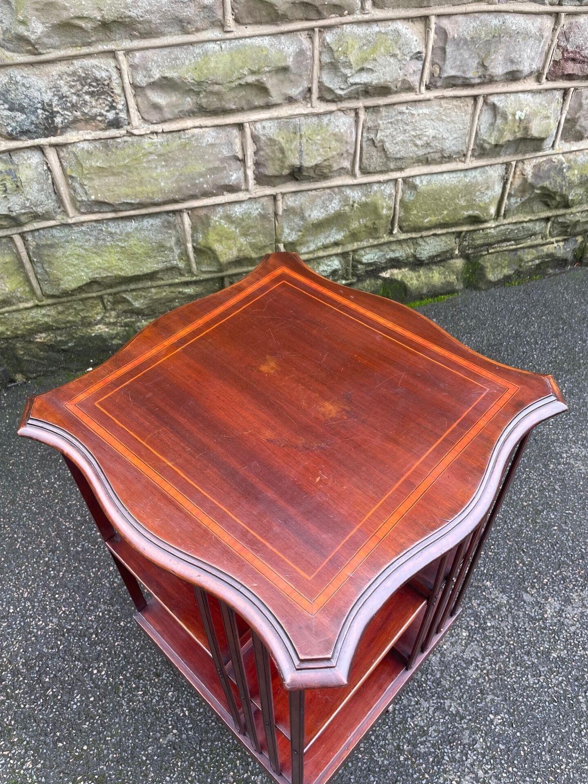Antique Inlaid Mahogany Revolving Library Bookcase photo for sale