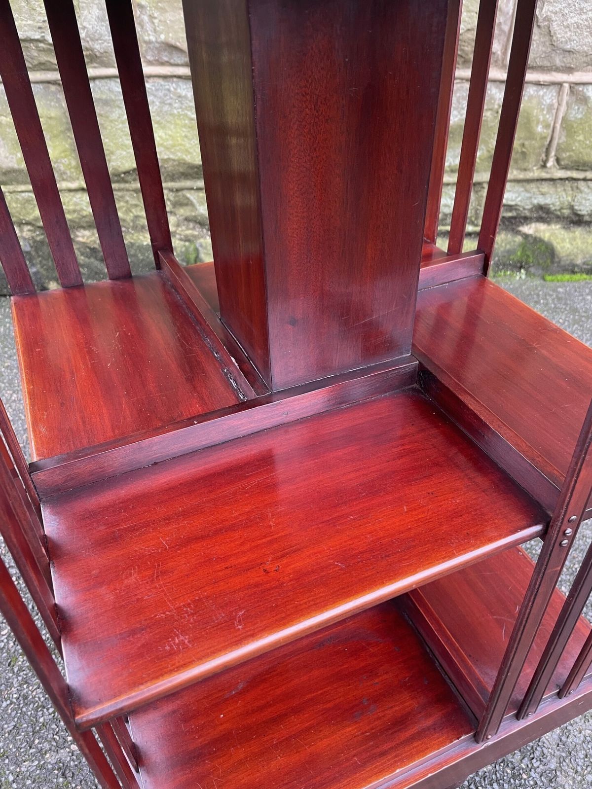 Antique Inlaid Mahogany Revolving Library Bookcase photo vintage