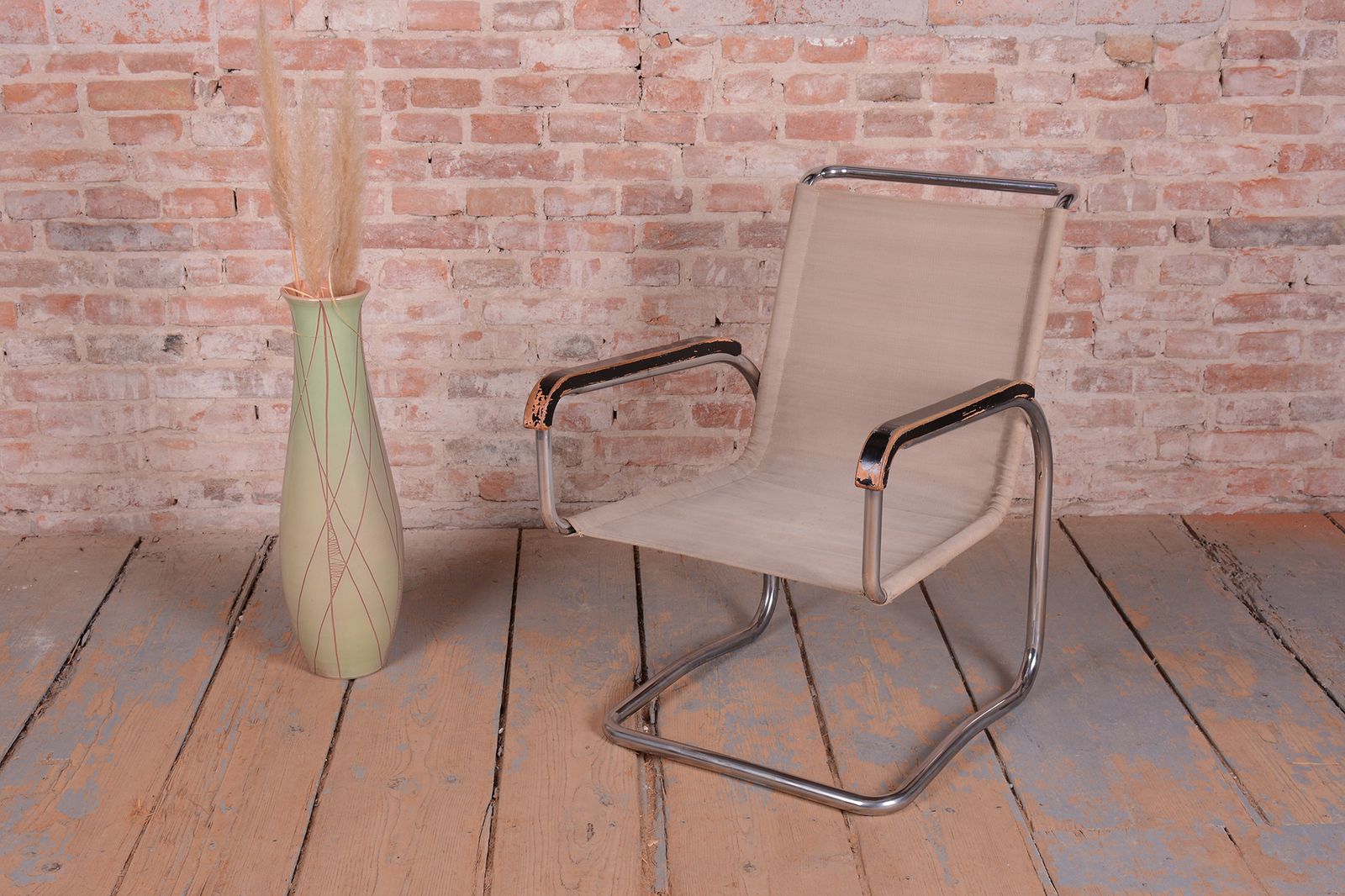 Original Bauhaus Armchair, By J. Halabala, Up Zavody, Chrome, Iron, Czech, 1920s photo buy