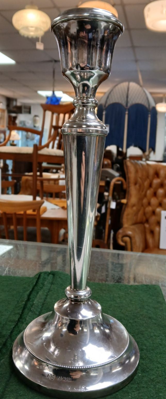 A Pair Of Large Silver Candlesticks By A T Cannon Ltd 1971 Stand 31 Cm photo Home Decor