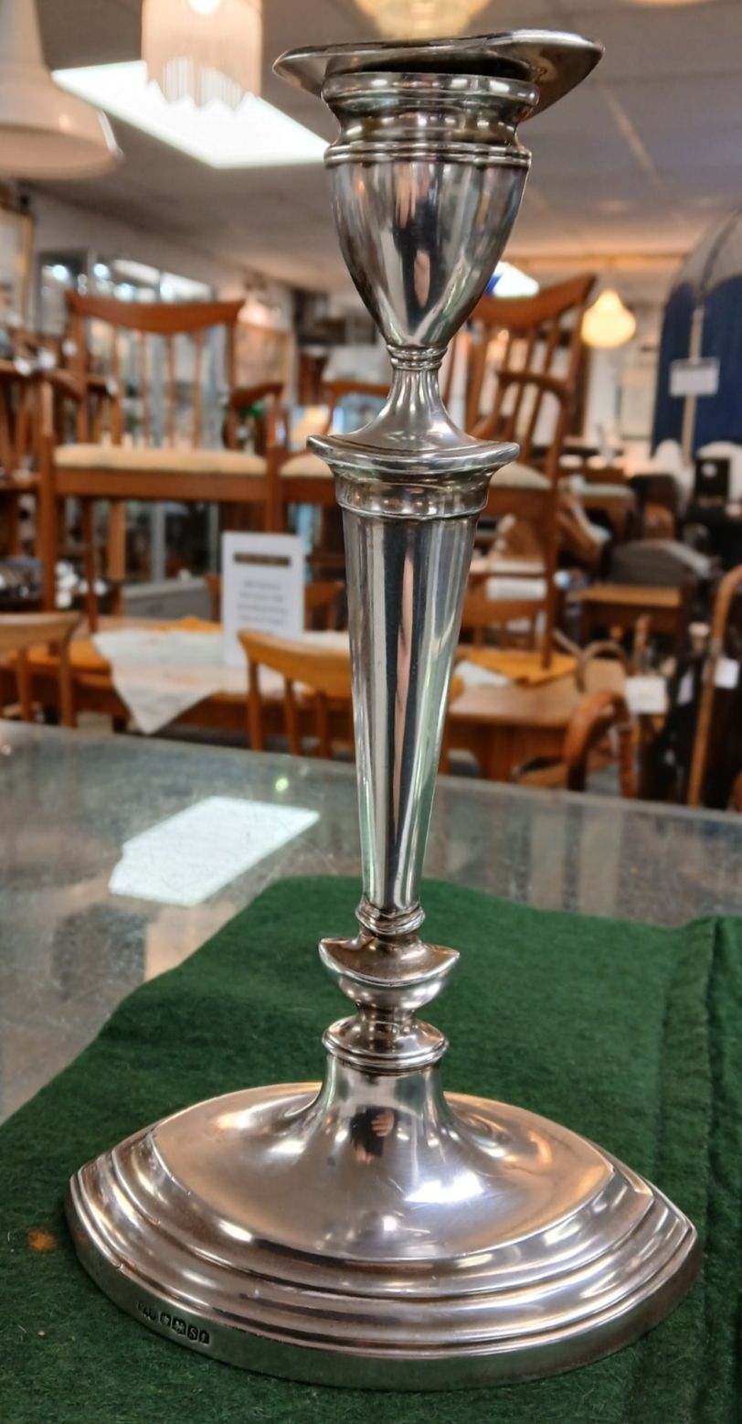 A Pair Of Antique 9 Inch Silver Candlesticks By Mappin & Webb 1935 photo for sale