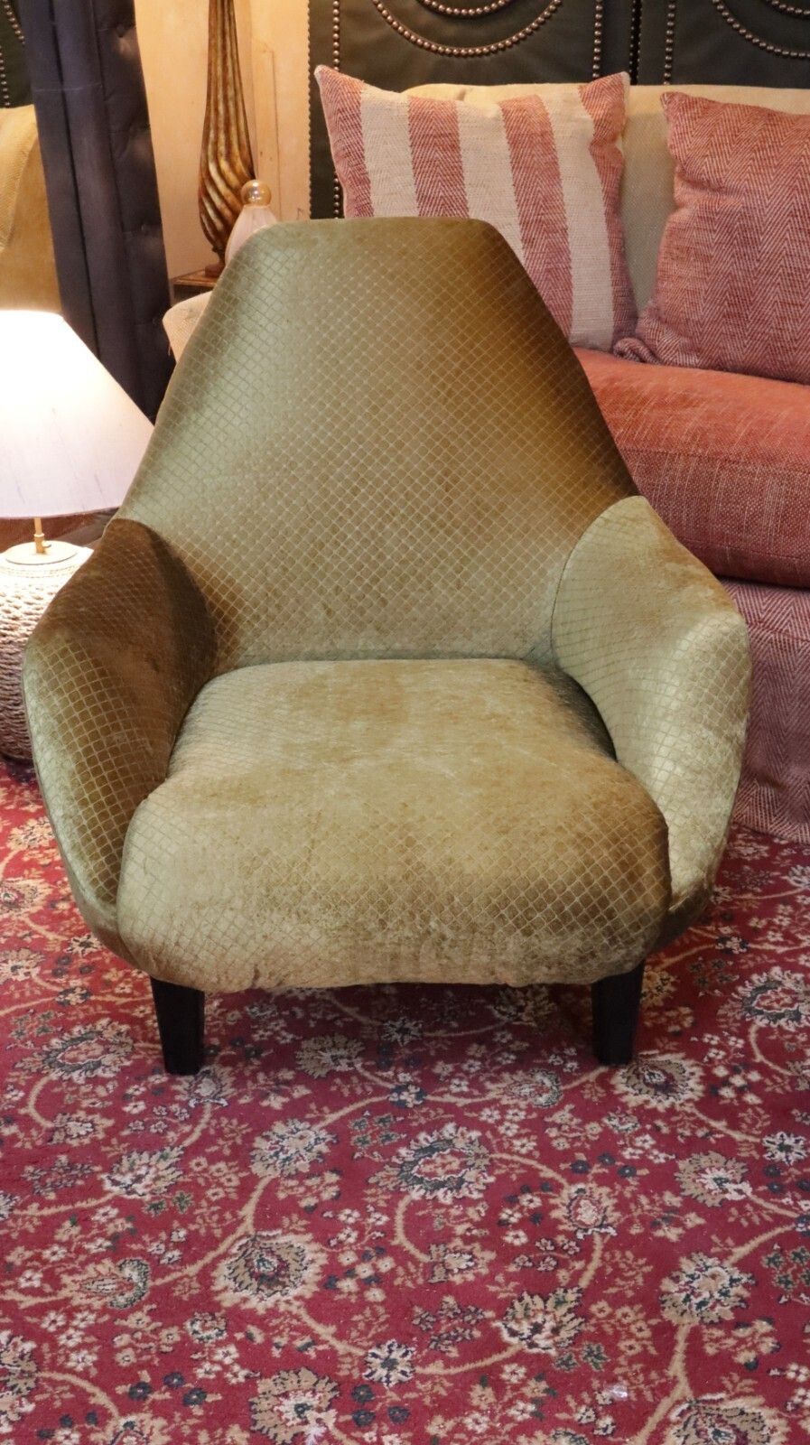 Pair George Smith Club Armchairs  Designers Guild Olive Green Velvet Rrp£14600🚚 photo 4500.0