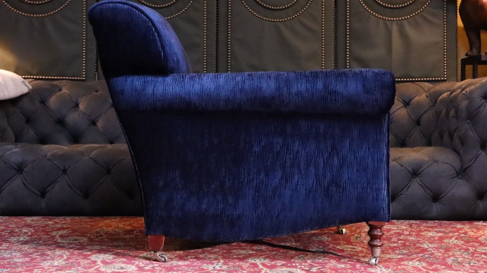 Furniture George Smith Full Scroll Arm Signature Armchair Navy Blue Villandry Velvet Del🚚 photo
