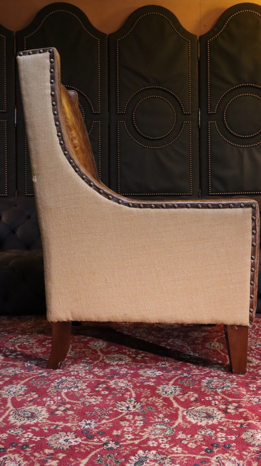 photo furniture Stunning Georgian Leather Wingback Club Library Fireside Armchair Aniline Tan 🚚