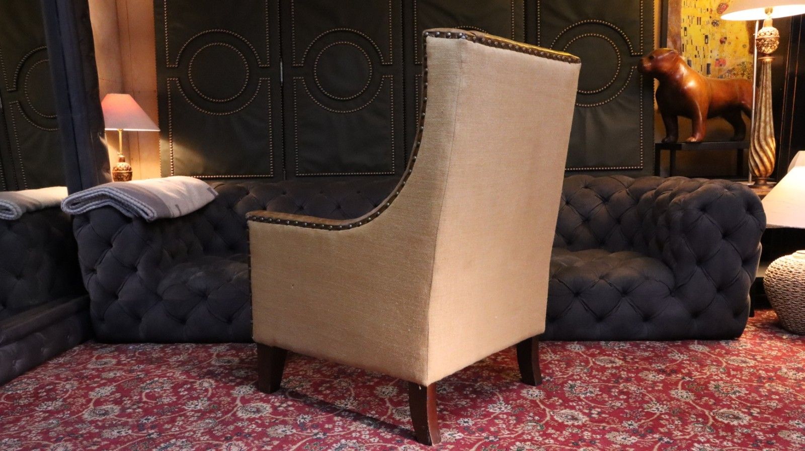 photo vintage Stunning Georgian Leather Wingback Club Library Fireside Armchair Aniline Tan 🚚