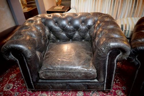 Super Timothy Oulton Westminster Leather Club Library Armchair Vegabond Black 🚚 photo 670.0