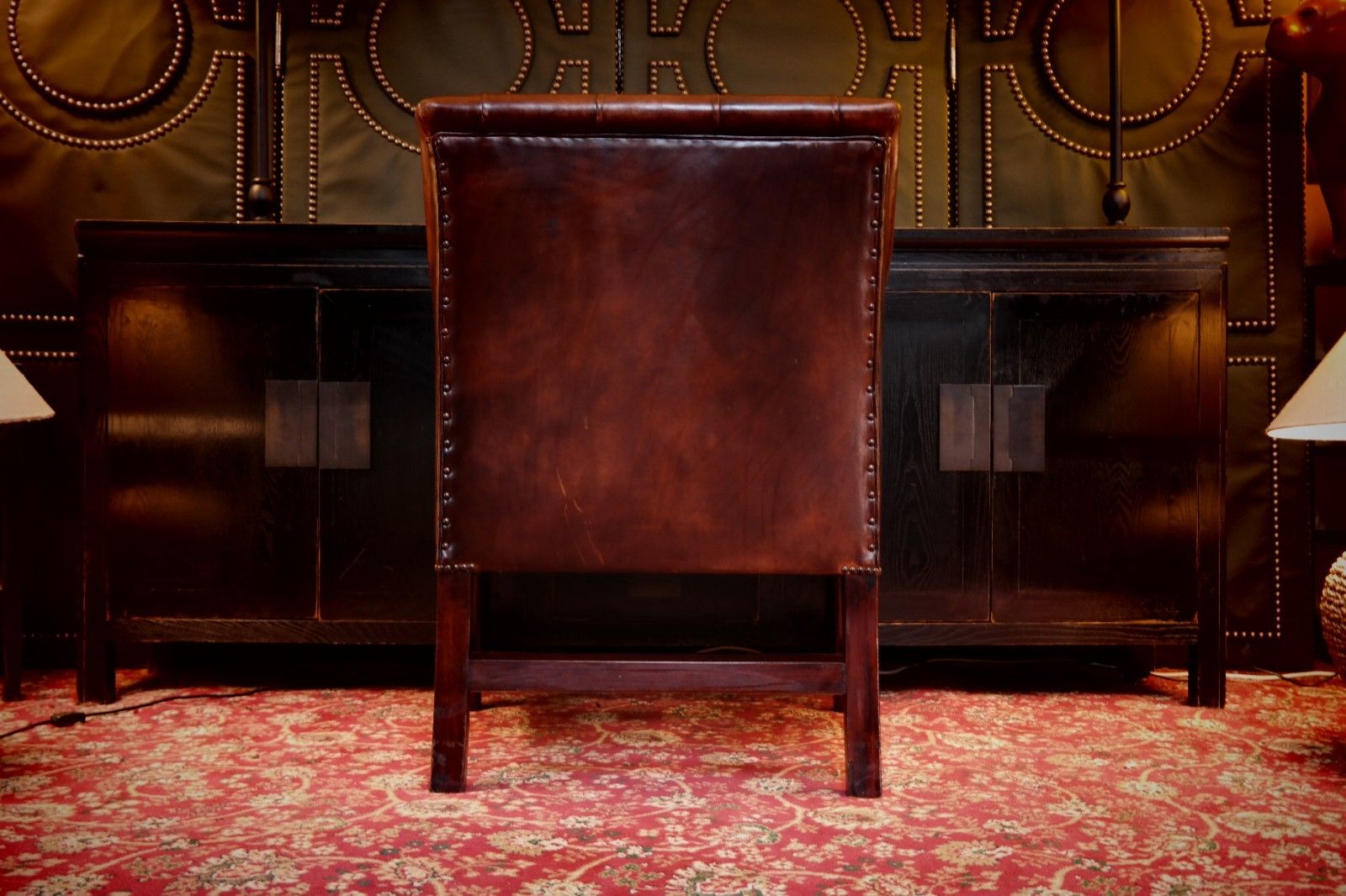 photo furniture Stunning George Smith Desk Armchair & Round Footstool Mahogany Leather Del 🚚🚚