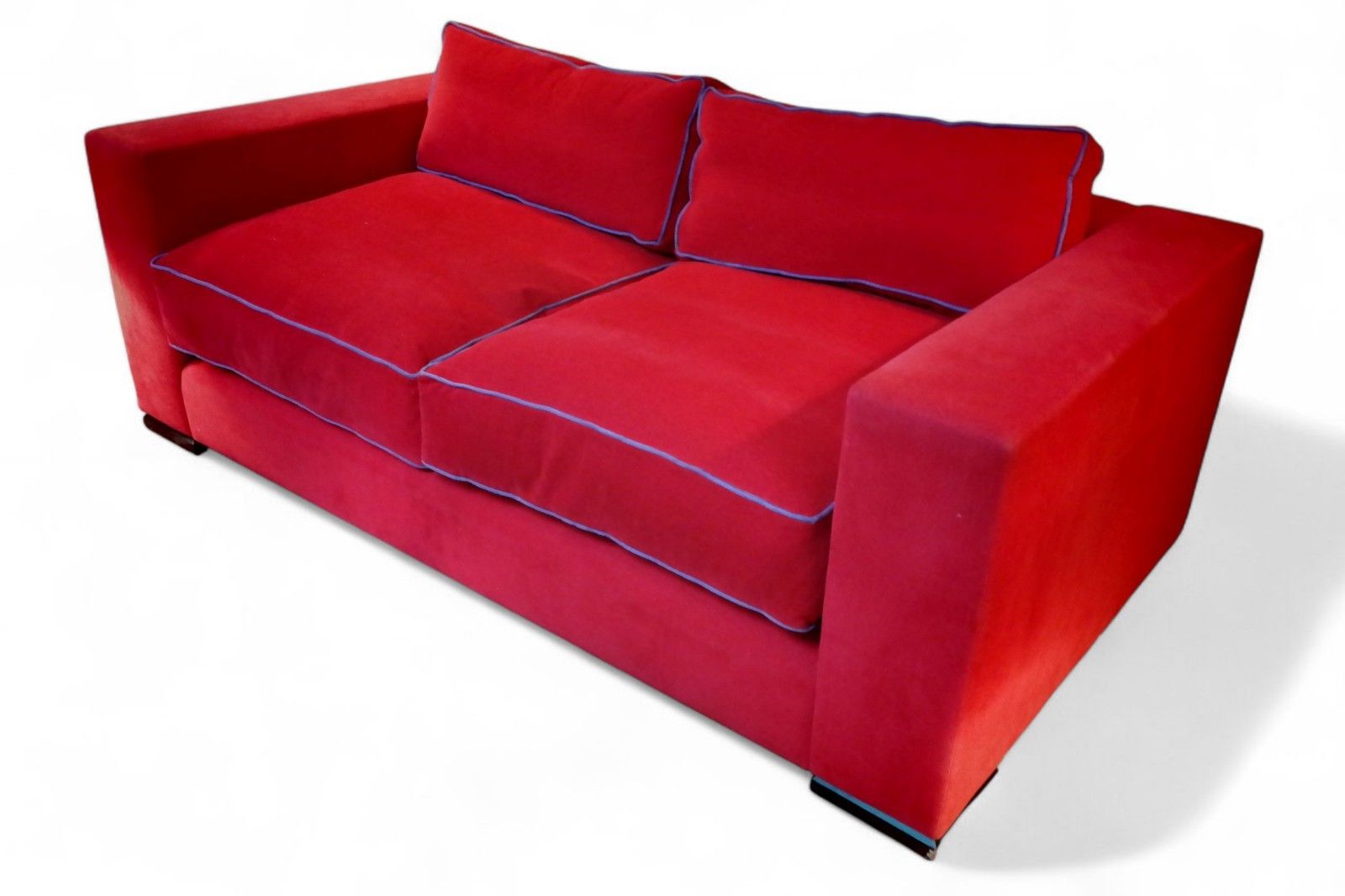 Stunning George Smith Square Club Large 2 Seater Sofa Red Woven Fabric Rrp£9000 photo furniture