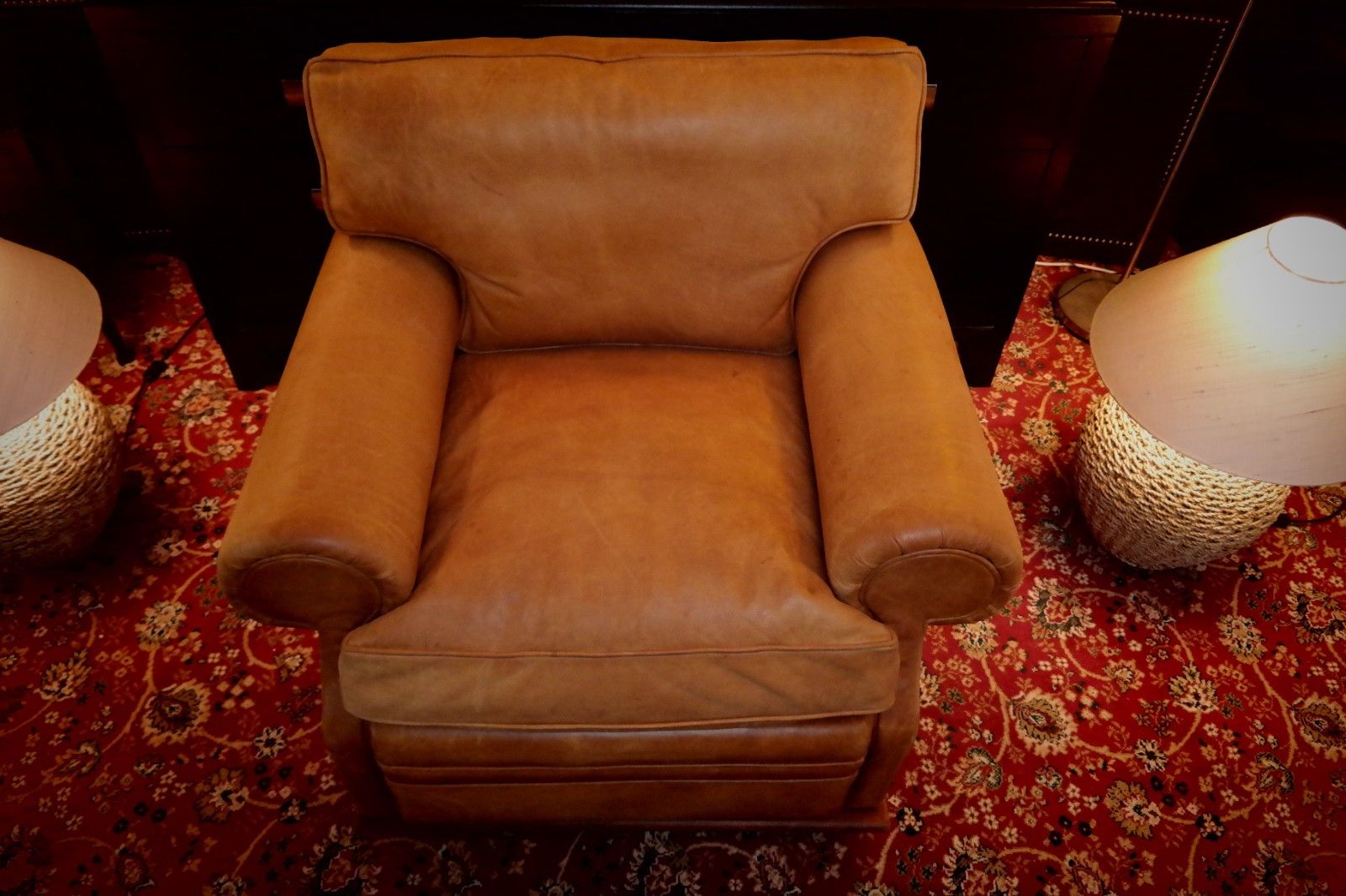 5200.0 Ralph Lauren Wentworth Floating Leather Armchair Footstool Saddle Rrp£17000 🚚🚚 photo
