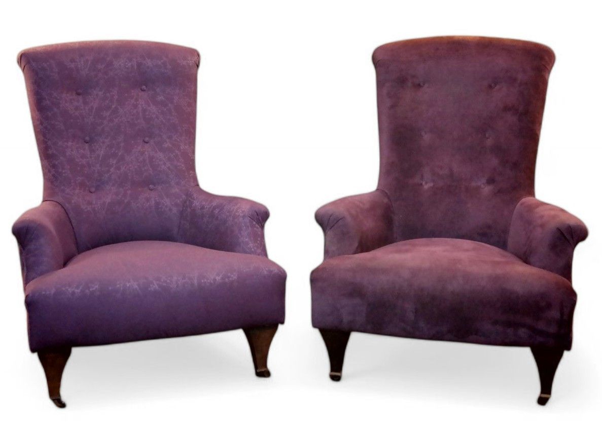 Superb Pair John Sankey Hawthorne Armchairs Library Fireside Club Amethyst 🚚🚚