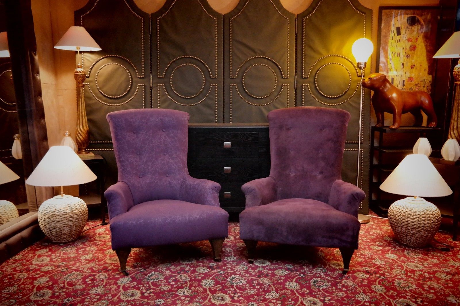 Superb Pair John Sankey Hawthorne Armchairs Library Fireside Club Amethyst 🚚🚚 photo Furniture