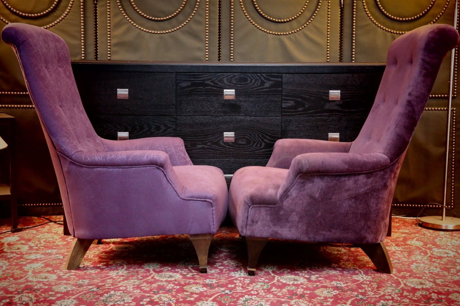 photo furniture Superb Pair John Sankey Hawthorne Armchairs Library Fireside Club Amethyst 🚚🚚