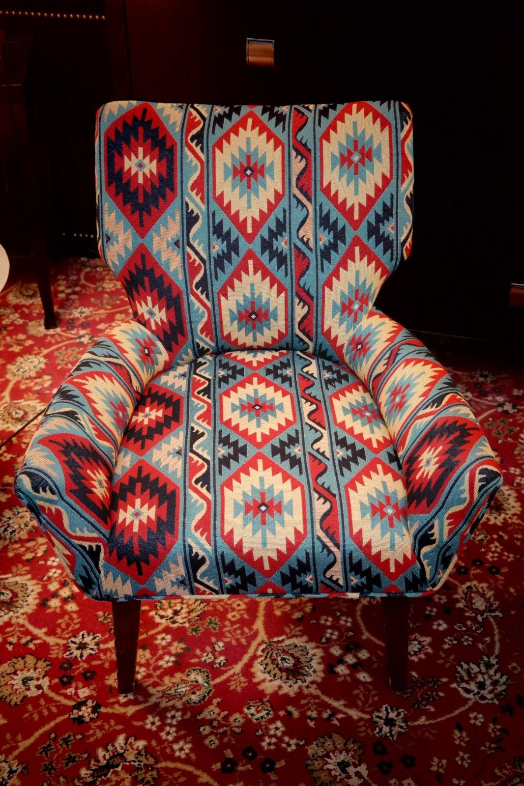 Furniture Pair George Smith Bedroom Nursing Kilim Under Wndow Armchairs Blue Red Rrp£11600 photo