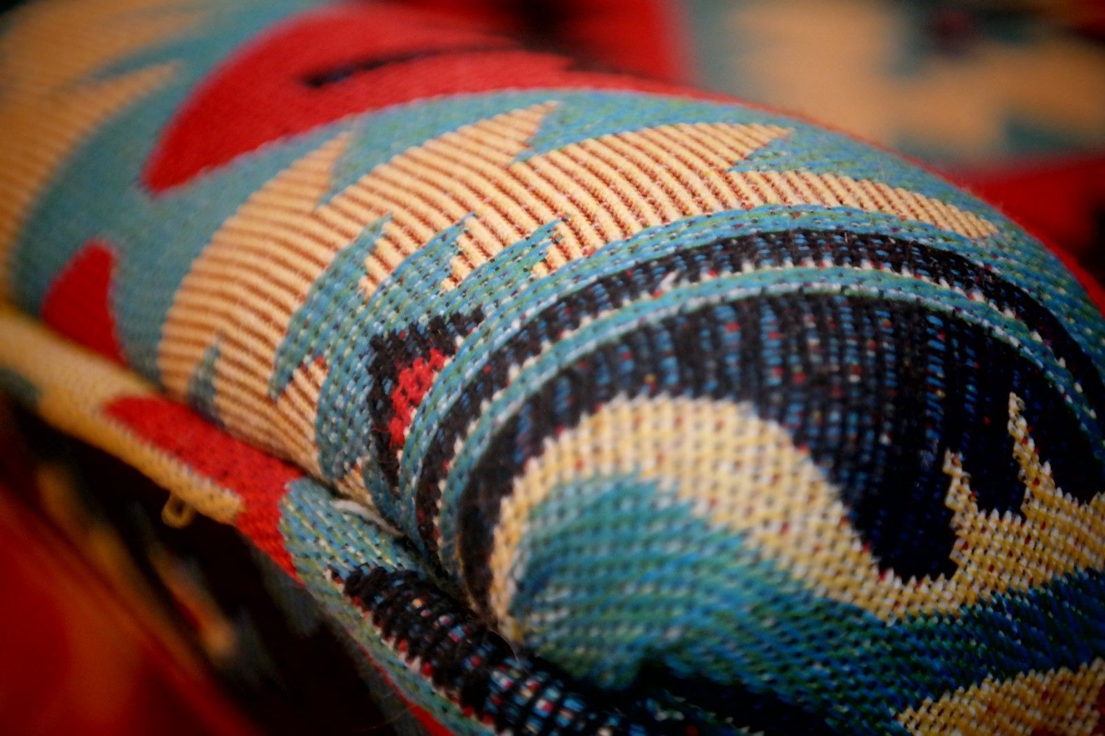 2800.0 Pair George Smith Bedroom Nursing Kilim Under Wndow Armchairs Blue Red Rrp£11600 photo