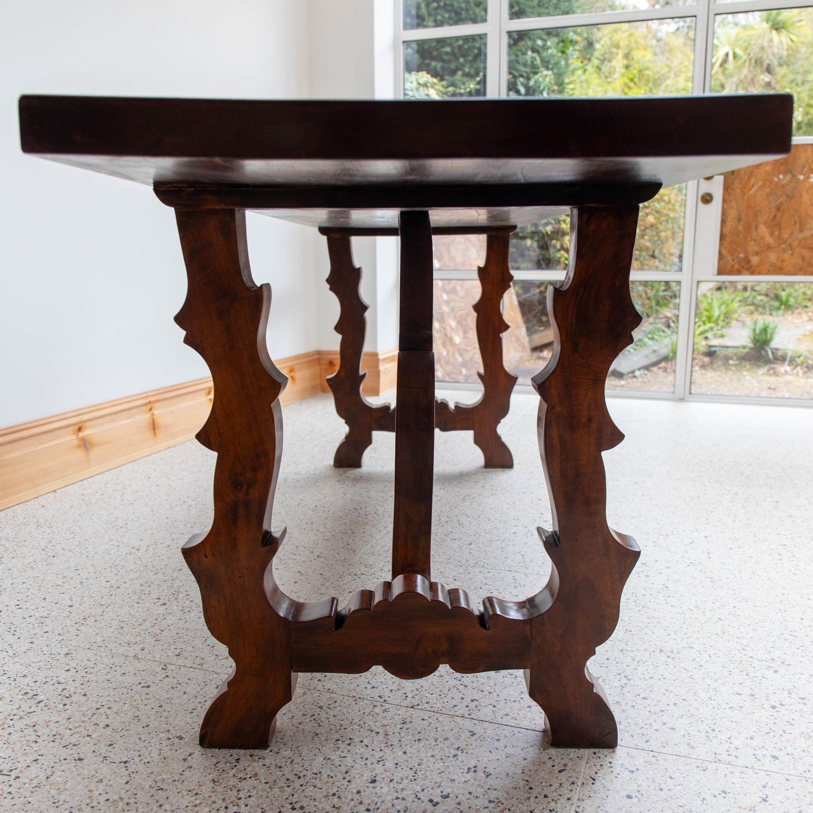 Stunning Italian Vintage Lyre Legs Refectory Hall Table photo for sale