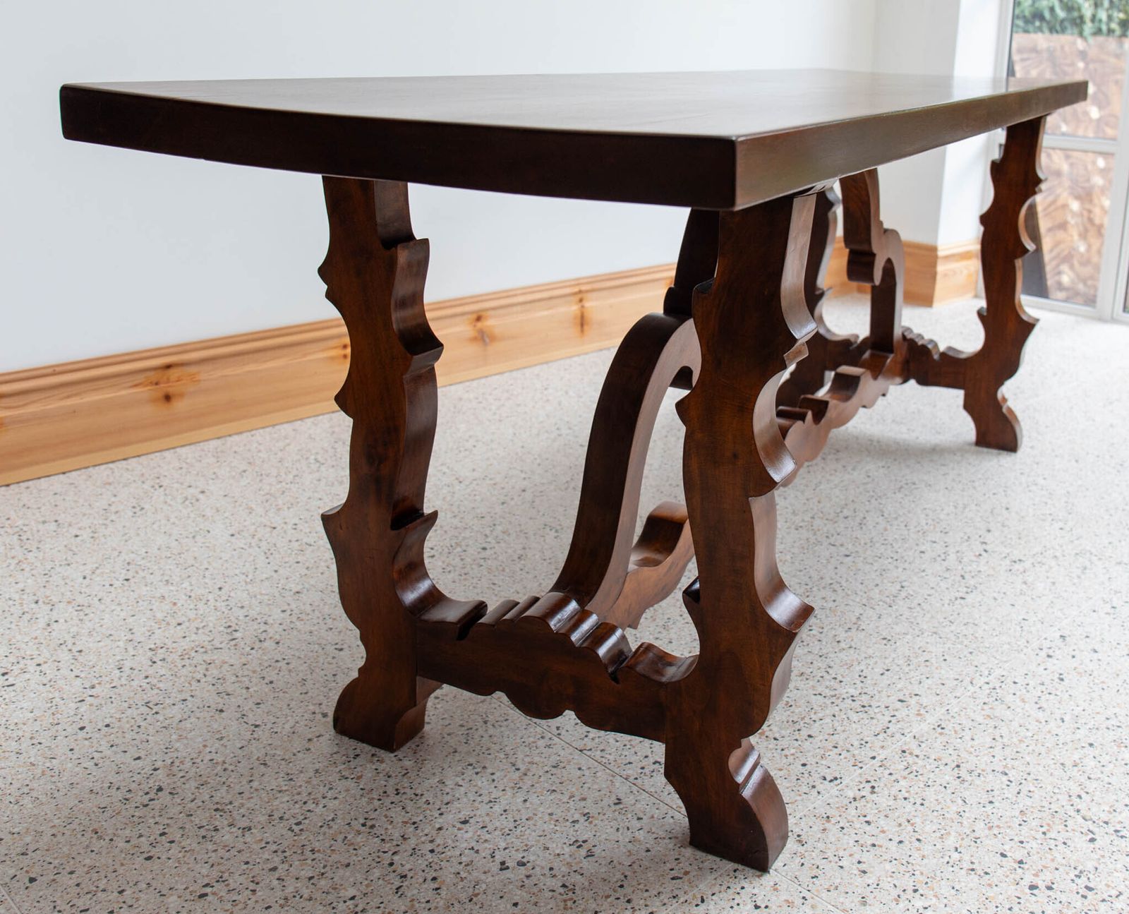 Stunning Italian Vintage Lyre Legs Refectory Hall Table photo Furniture