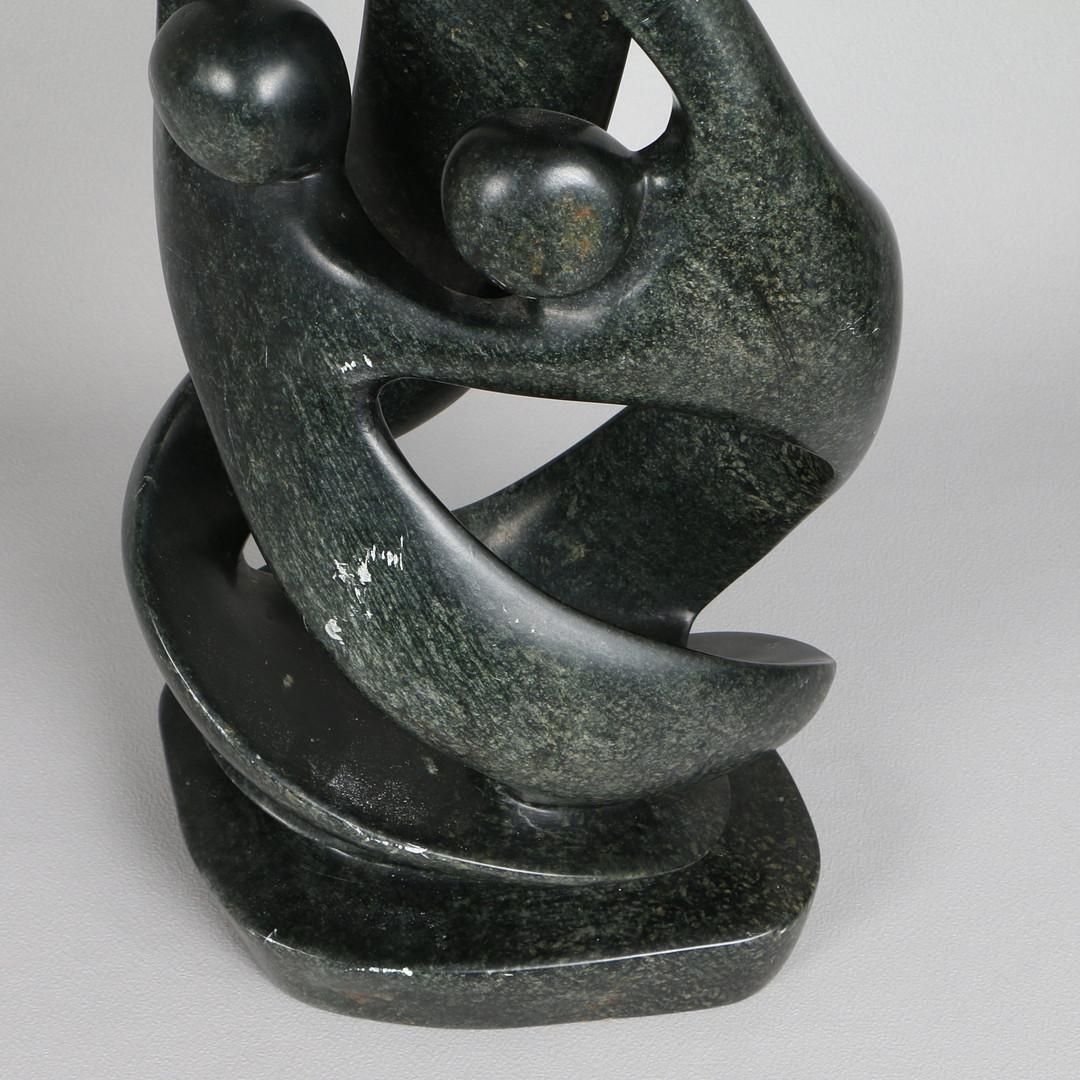 photo furniture Large Contemporary Carved Stone Family Sculpture On Plinth, Modern Abstract Art