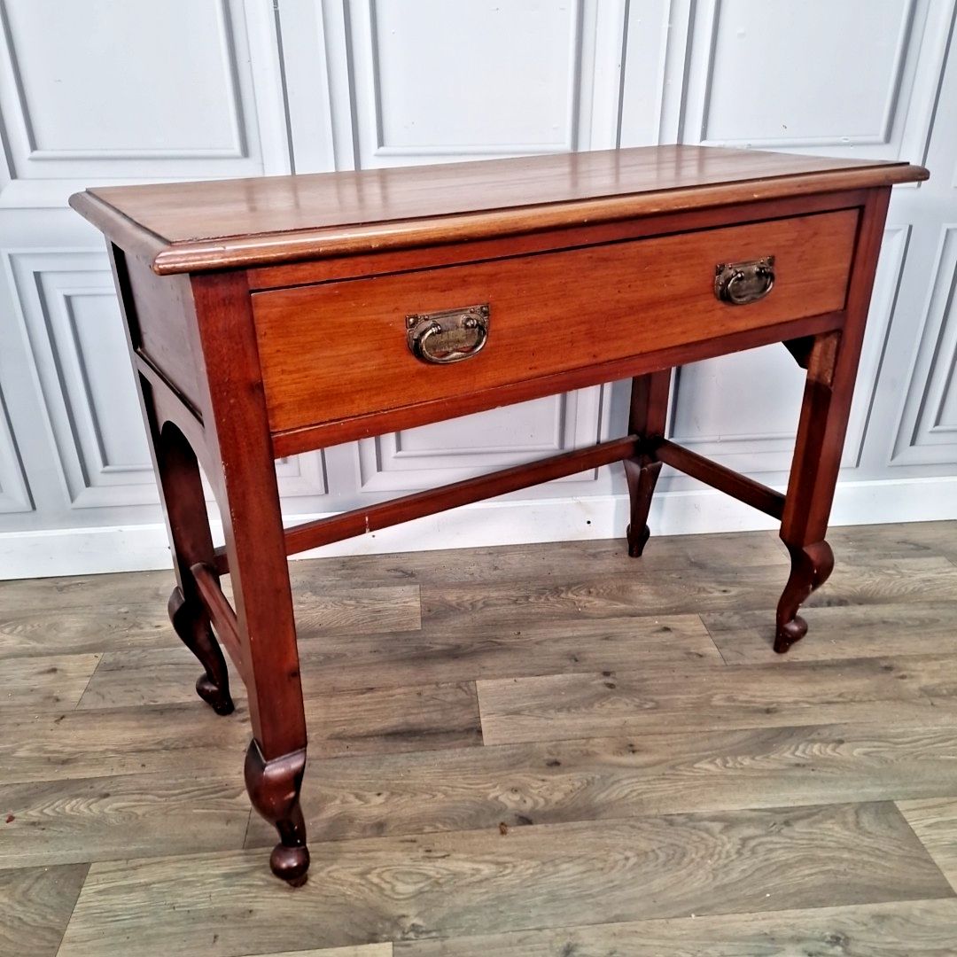 Antique Style Console Table Mahogany Desk Lamp Drawer Georgian Revival Wood