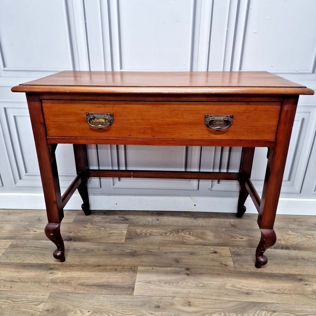 Antique Style Console Table Mahogany Desk Lamp Drawer Georgian Revival Wood photo furniture
