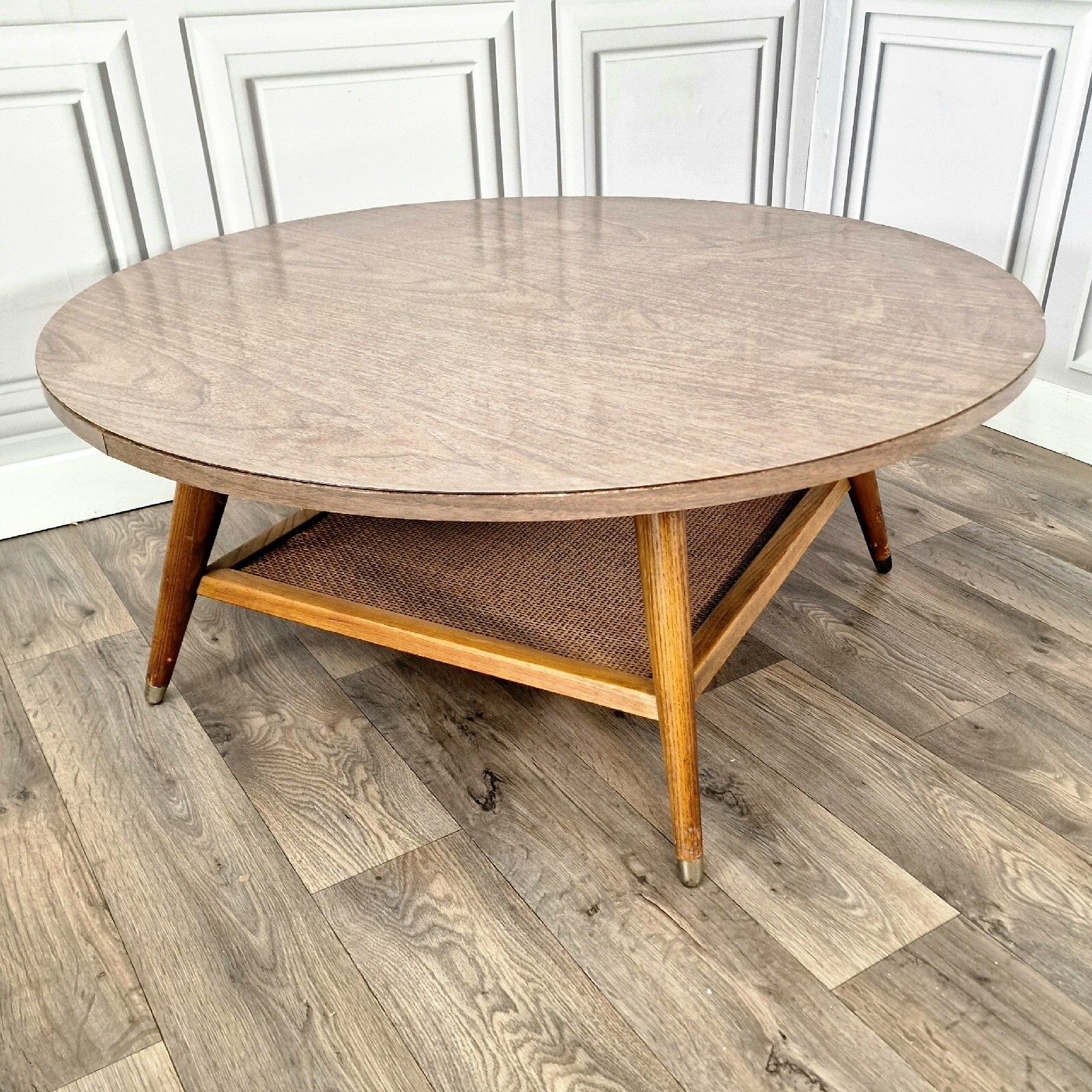 Vintage Large Coffee Table Round Mid Century Modern Atomic Sputnik Danish