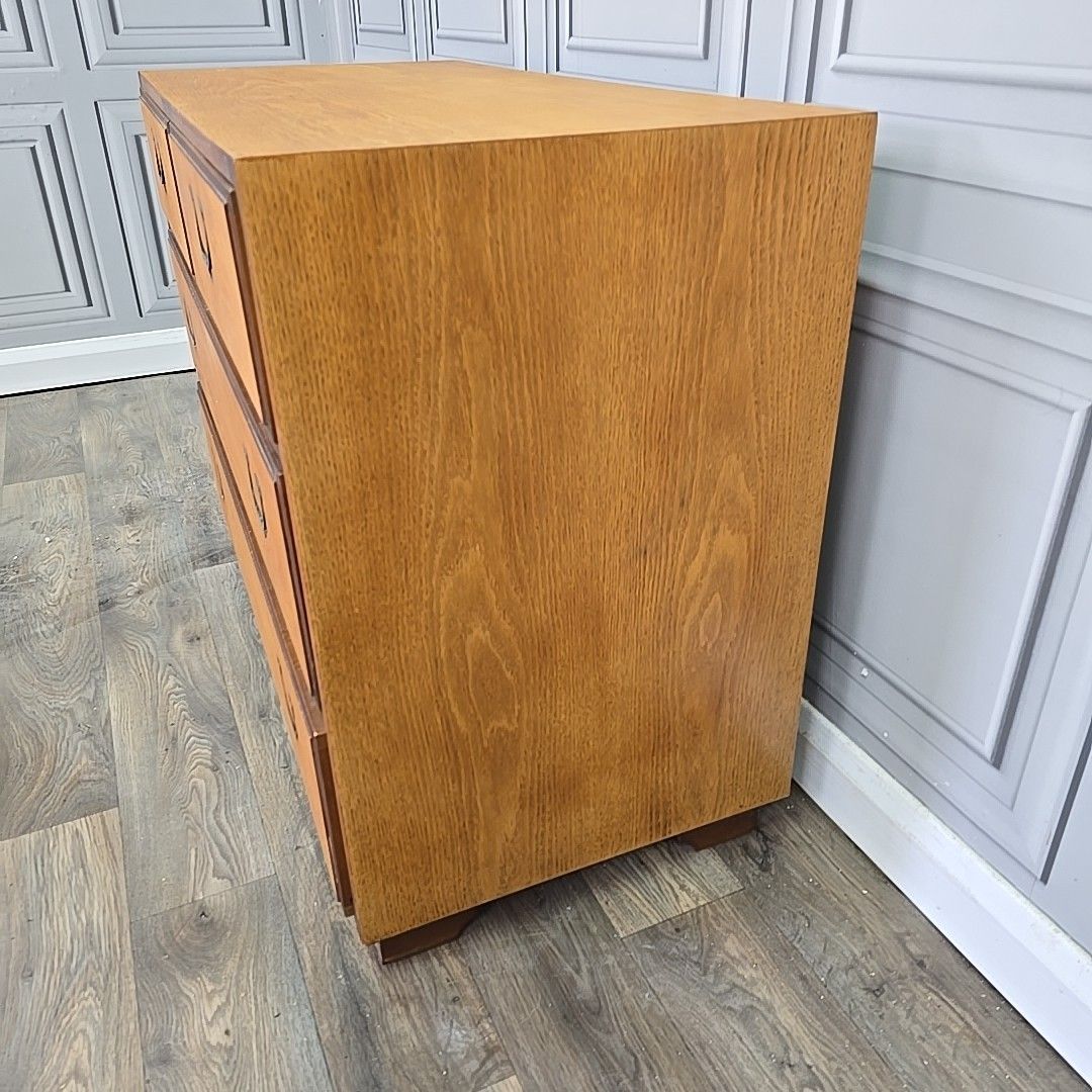 Retro Chest Of Drawers 4 Vintage Oak Veneer – Mid Century Modern Storage Commode photo buy