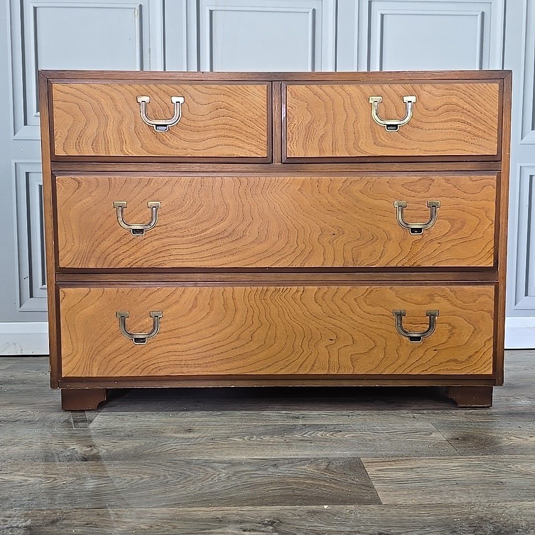 photo furniture Retro Chest Of Drawers 4 Vintage Oak Veneer – Mid Century Modern Storage Commode